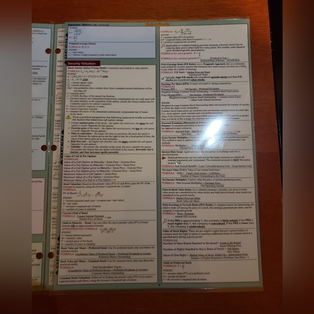 Finance Equations & Answers Quick Reference Guide - Picture 5 of 6